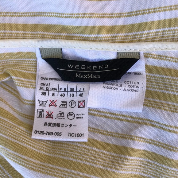 Weekend MaxMara Made In Italy Cotton Yellow Off White Stripped 1 Button Jacket 8 - Picture 9 of 16